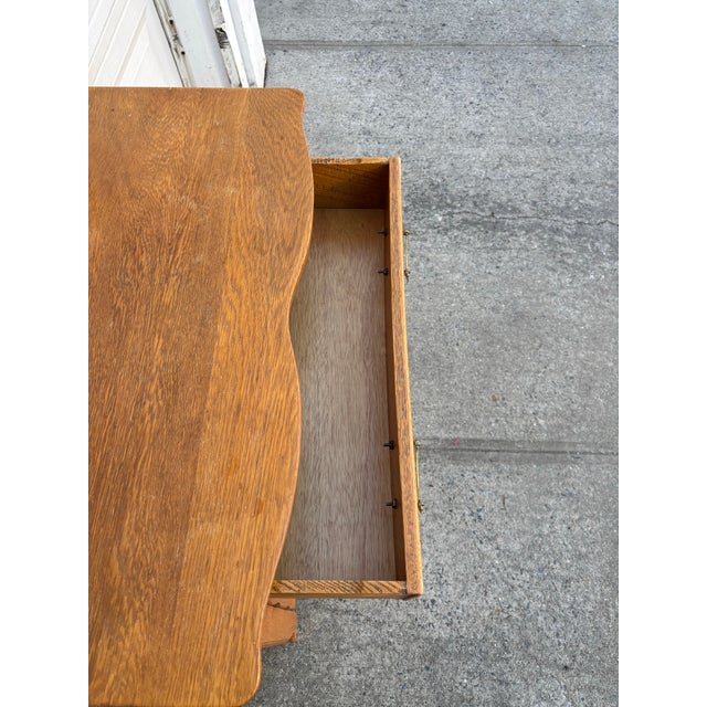 Antique Oak Washstand Cabinet | Early 1900s Colonial Revival Dry Sink | Solid Oak Bathroom or Entryway Storage | Antique Small Wood Cabinet For Sale - Image 9 of 12