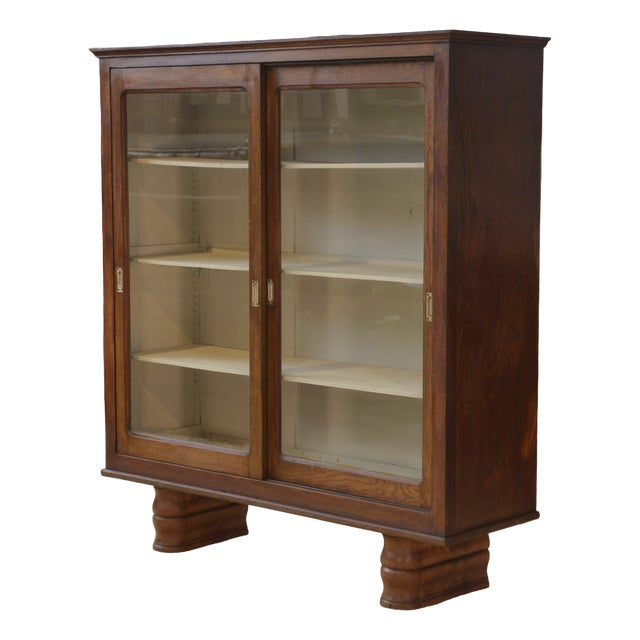 Oak Display Cabinet, 1940s For Sale