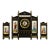 Antique French Black Marble and Hand-Painted Clock Garniture Set, Late 19th Cent For Sale