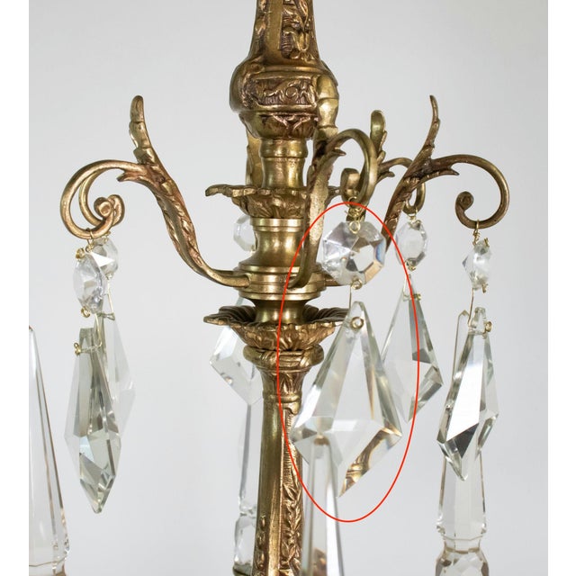 Early 20th Century French Rococo Revival Six Arm Gilt Bronze and Crystal Chandelier With Porcelain Plaques For Sale - Image 4 of 16