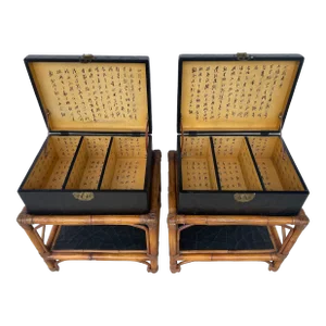 1980s Vintage Baker Furniture Attr. Chinoiserie Poet's Box on Stand