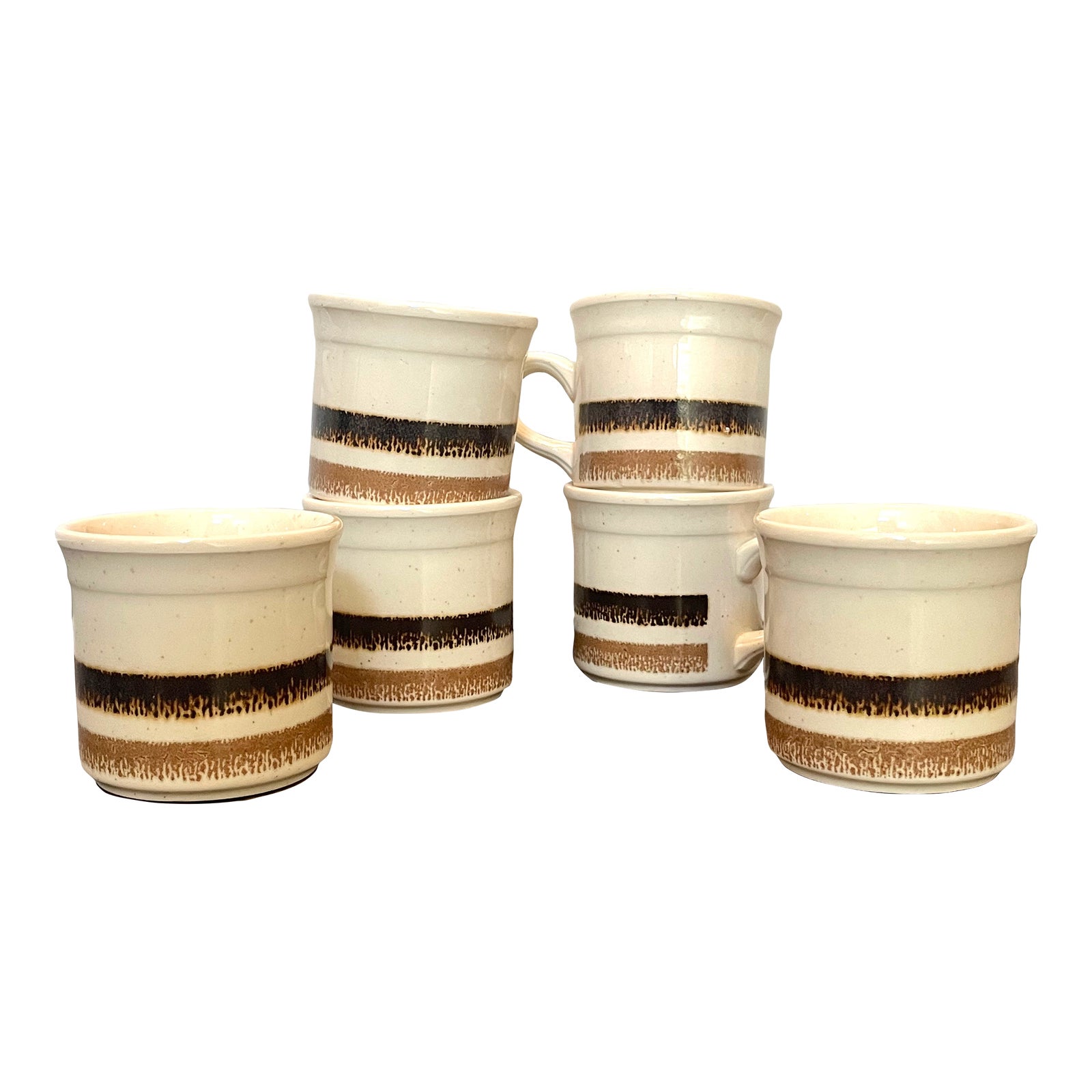 Vintage Bilton's Stripe Stoneware Coffee Mugs Made in England Set of