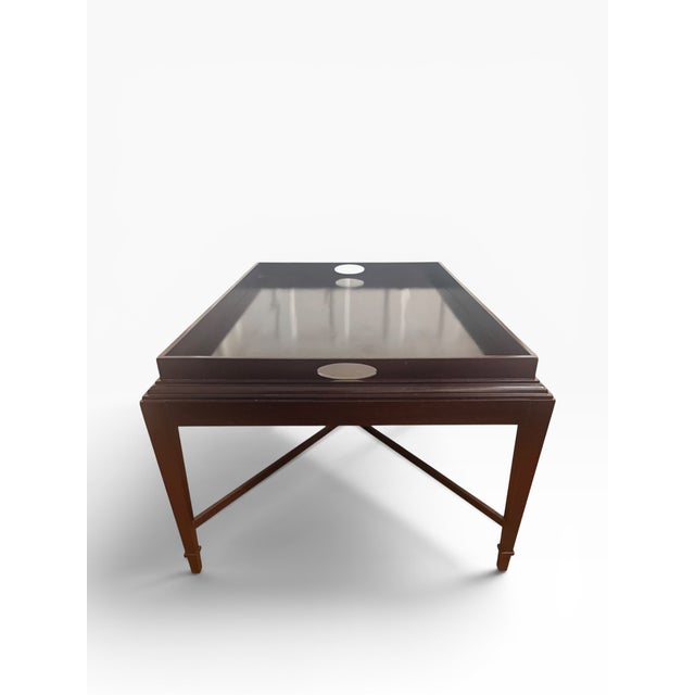 Early 20th Century Barbara Barry for Baker Mahogany Tray-Top Coffee Table For Sale In Boston - Image 6 of 18