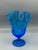 Fenton Colonial Blue Thumbprint Thousand Eye Footed Handkerchief Vase No chips or cracks. Measures roughly 8.5" tall by 6"...