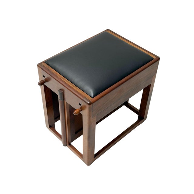 Art Deco Amsterdamse School Stool with Adjustable Leather Seat, 1920s For Sale - Image 11 of 14