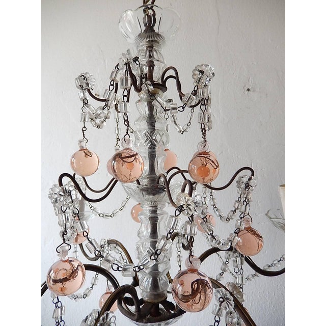 1920 French Pink Murano Balls Crystal Swags Chandelier Chairish
