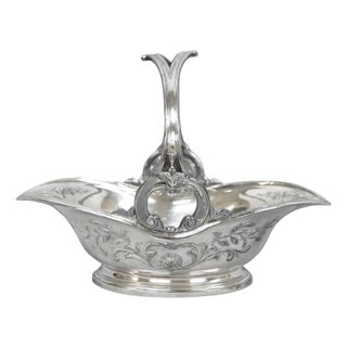 Antique Christofle Gallia French Art Nouveau Silver Plated Fruit Basket W Handle For Sale