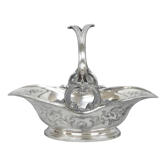 Antique Christofle Gallia French Art Nouveau Silver Plated Fruit Basket W Handle For Sale