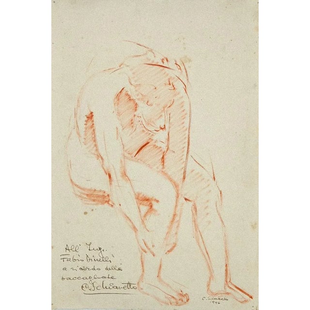 Anatomical Study is an original Modern Artwork realized in 1946 in Italy. Original Oil Pastel Drawing on paper. Hand-...