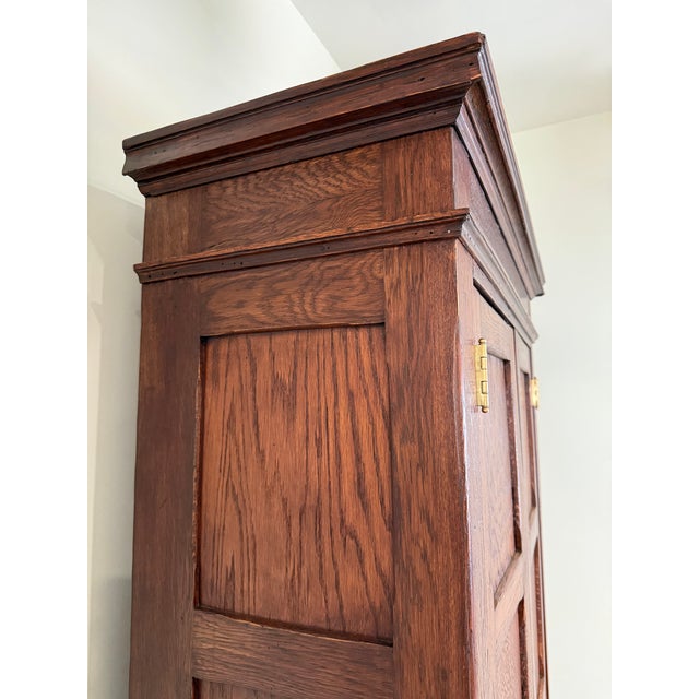 Wood Early 20th Century Quarter Sawn Oak Tall Cabinet / Pantry For Sale - Image 7 of 18