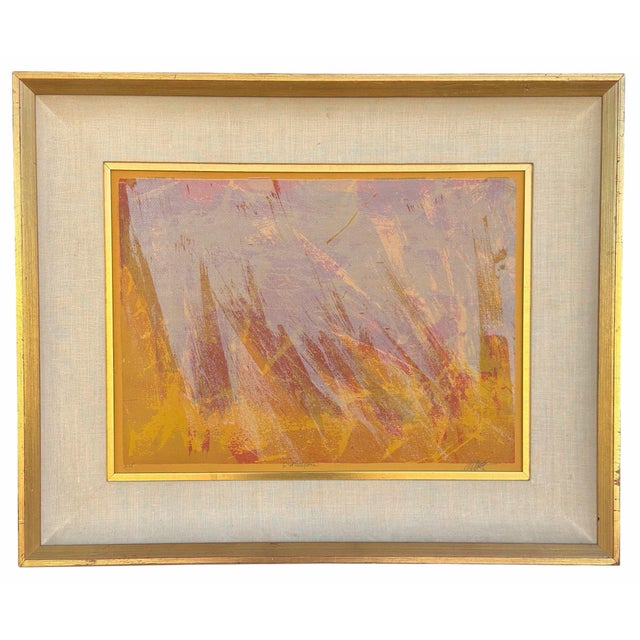Yellow Mid Century Modern Abstract Landscape Painting For Sale - Image 8 of 8