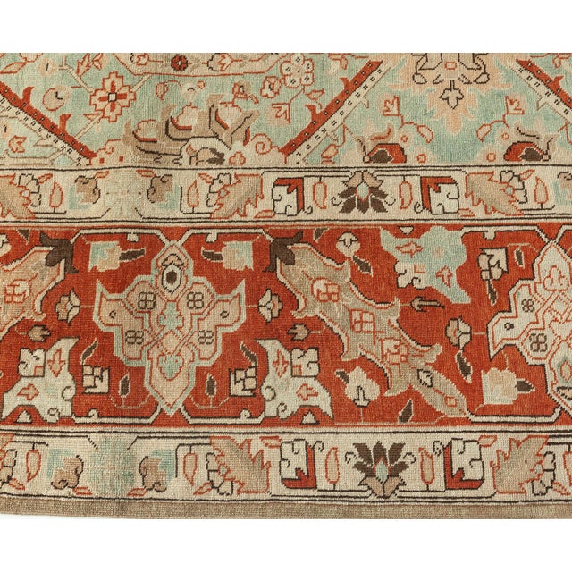 1920s 1920s Persian Tabriz Blue Background Floral Handmade Wool Rug For Sale - Image 5 of 8