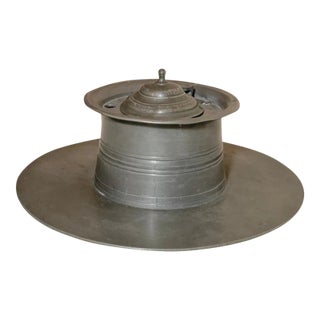 Large Rare Antique 18th Century 1700s Handmade French Pewter Desk Inkwell Jar For Sale