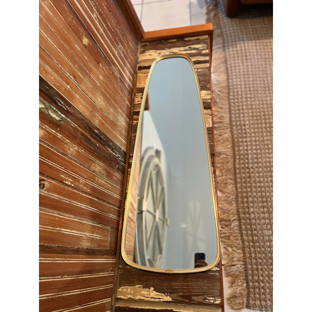 Brass Vintage Mid-Century Modern Organic Brass Teardrop Wall Mirror, 1970s For Sale - Image 8 of 12