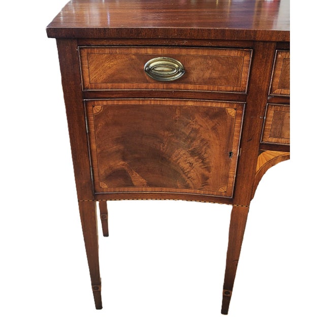 Antique American 20th C Federal Banded Inlaid Mahogany Buffet Sideboard For Sale - Image 4 of 10