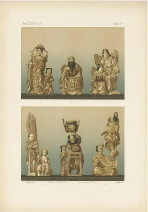 George Ashdown Audsley, Illustration of Ivory Carvings, Japan, 1884, Print