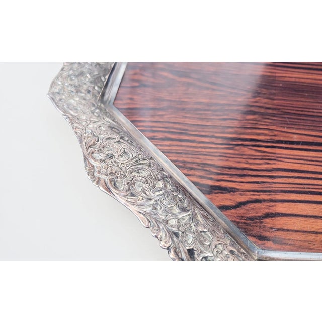 Mid-Century Modern Dutch Silver-Plated and Mahogany Serving Tray by Hooijkaas of Schoonhoven, 1950s For Sale - Image 17 of 18