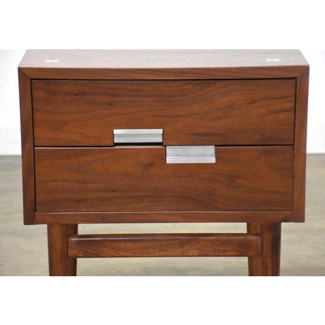 1960s 1960s Refinished American of Martinsville Walnut and Aluminum Nightstand For Sale - Image 5 of 7
