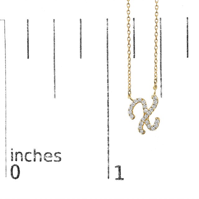 Early 21st Century 10K Yellow Gold Diamond Accent "X" Initial Script Style Pendant Necklace For Sale - Image 5 of 5