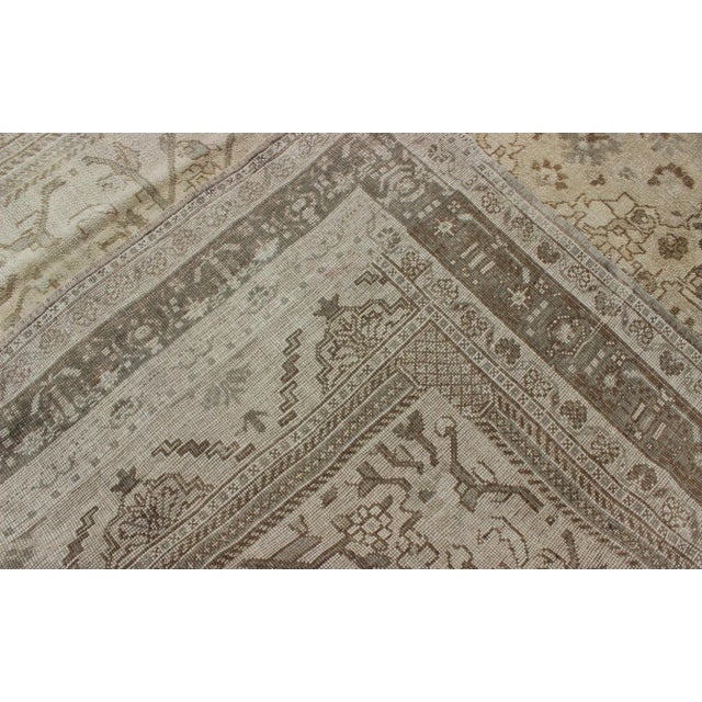 Gray Mid 20th Century Vintage Turkish Oushak Rug With Floral Medallion Design in Ivory and Gray For Sale - Image 8 of 9