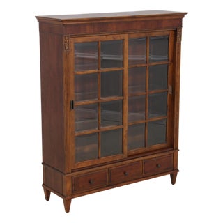 Ethan Allen Sliding Door Bookcase Cabinet For Sale