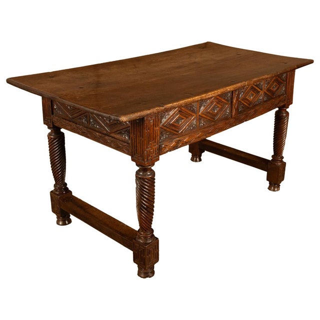 Antique 17th Century Baroque Carved Walnut Spanish Table Desk Navarre 1650 For Sale - Image 15 of 18