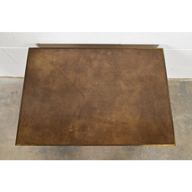 Wood Paul McCobb Irwin Collection Mahogany, Brass, and Cane Leather Top Three-Tier Side Table, 1950s For Sale - Image 7 of 11