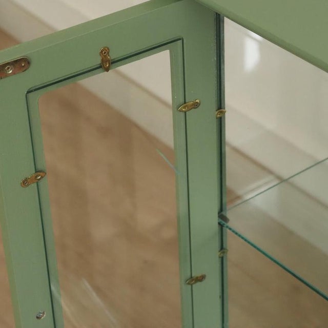 Small Display Cabinet in Pastel Green with Mirrored Back Panel For Sale - Image 13 of 16