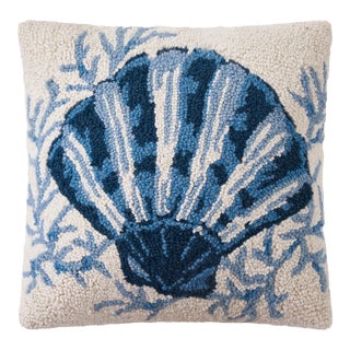 Scallop Hook Pillow, 16" x 16" For Sale