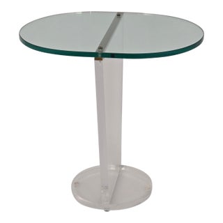 Aziz Designs Custom Glass/Lucite Accent Table For Sale