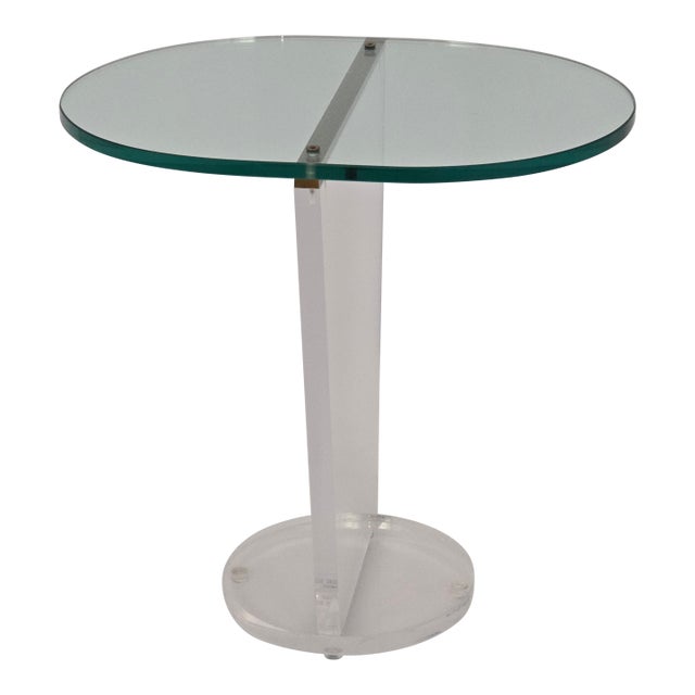 Aziz Designs Custom Glass/Lucite Accent Table For Sale