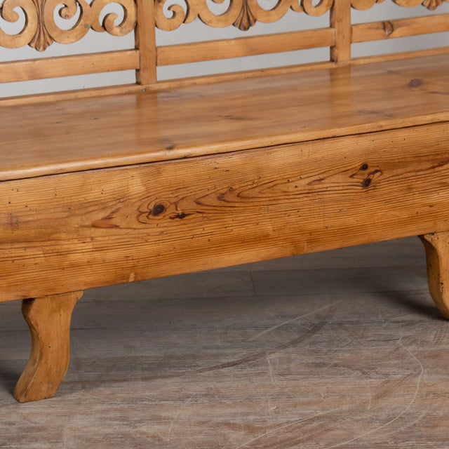 19th Century Swedish Pine Bench With Storage For Sale - Image 10 of 15