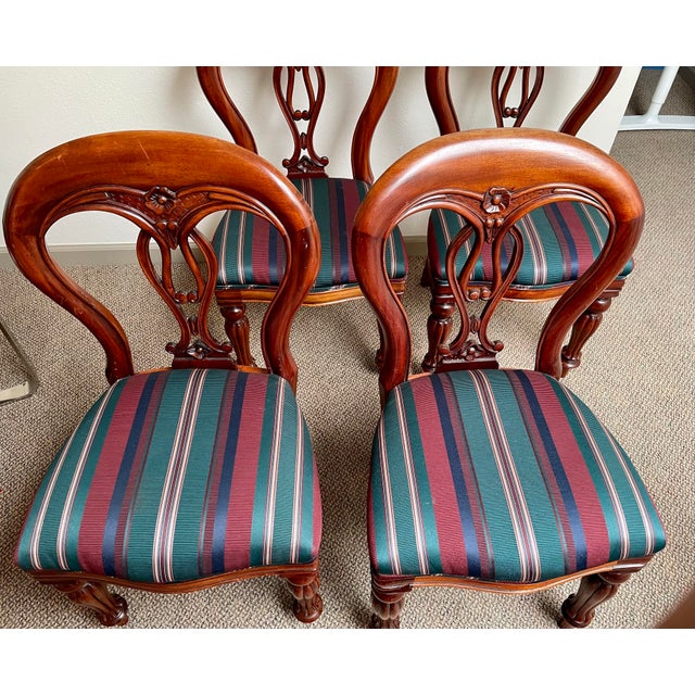 Art Nouveau Late 20th Century Ballon Back Art Nouveau Transitional Chairs - Set of 4 For Sale - Image 3 of 7