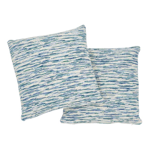 Contemporary Schumacher Walker 20" Pillow in Blues For Sale - Image 3 of 5