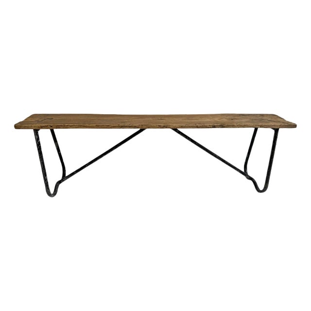 Vintage Wood & Iron School Bench For Sale