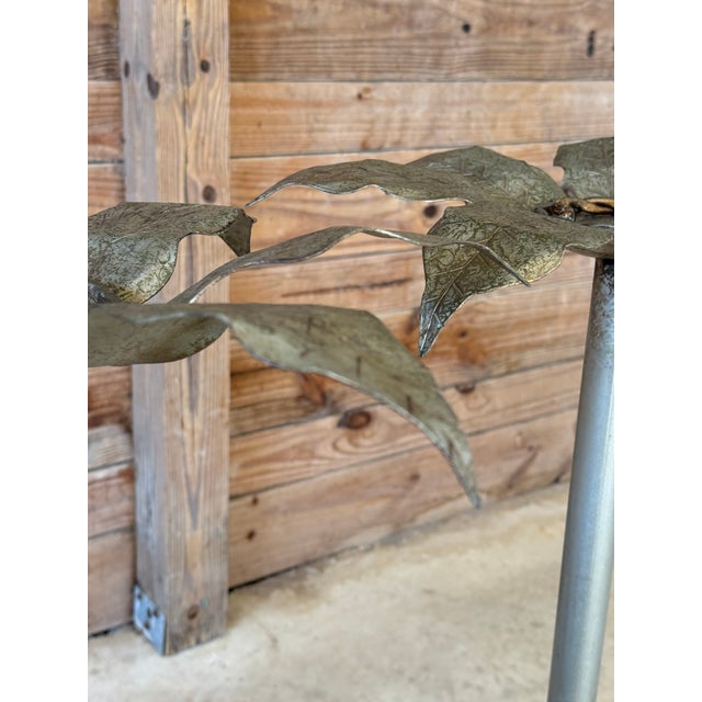 Pair of Sculptural Metal Palm Leaf Candlestick Holders, Mid-20th Century For Sale In Naples, FL - Image 6 of 12