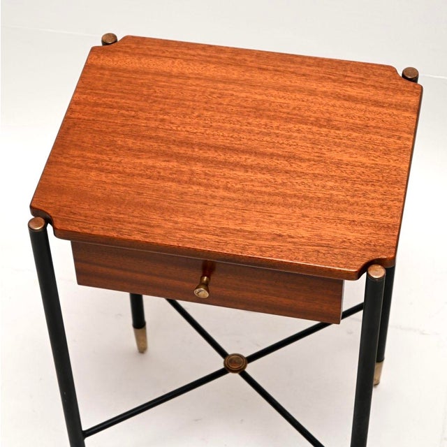 Metal Vintage French Side Tables in Brass and Steel, 1950, Set of 2 For Sale - Image 7 of 11