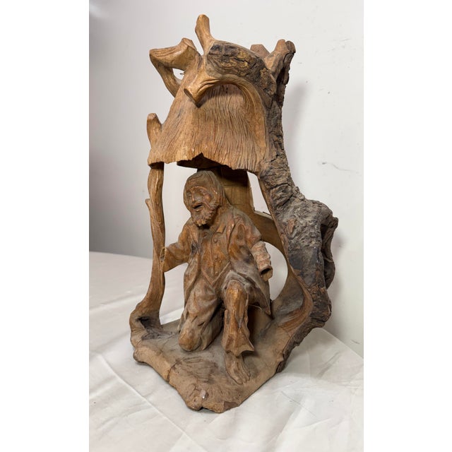 Figurative Antique Hand Carved German Tree Trunk Figural Folk Art Sculpture Statue Carving For Sale - Image 3 of 14