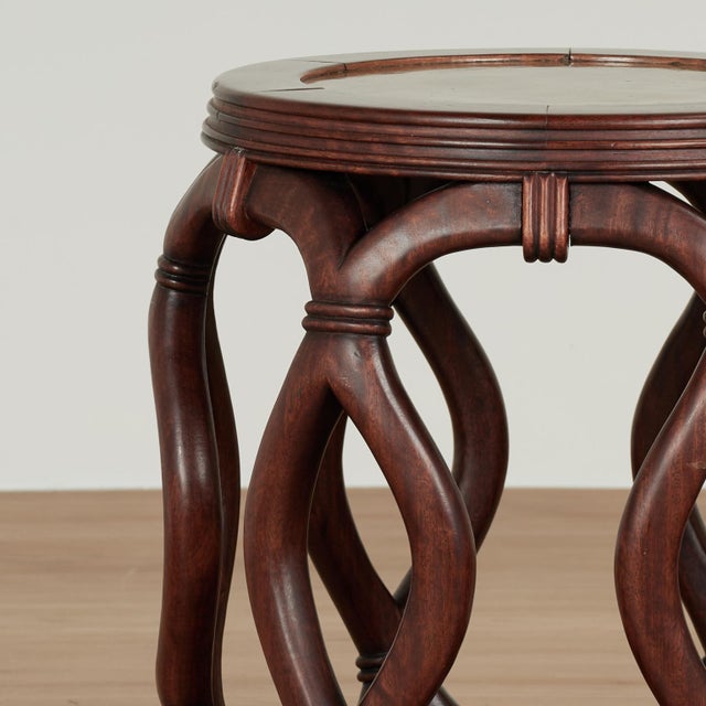 Pair of Vintage Chinese Carved Wood Garden Seats or Stands For Sale - Image 11 of 14