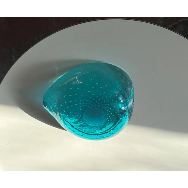 Murano Seguso Murano Turquoise Glass Bowl 1950s Mid-Century Modern For Sale - Image 4 of 4