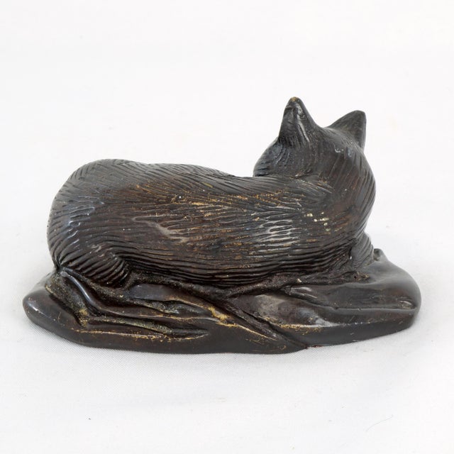 Early 20th Century Vintage Cat Bronze Sculpture or Paperweight For Sale - Image 5 of 7