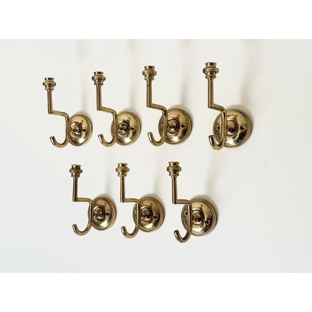 Metal Hollywood Regency Brass Wall Coat Hooks, 1970s, Set of 7 For Sale - Image 7 of 12