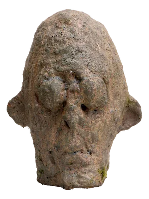 Brutalist Expressionist Ceramic Head Sculpture in Stoneware, 2010s