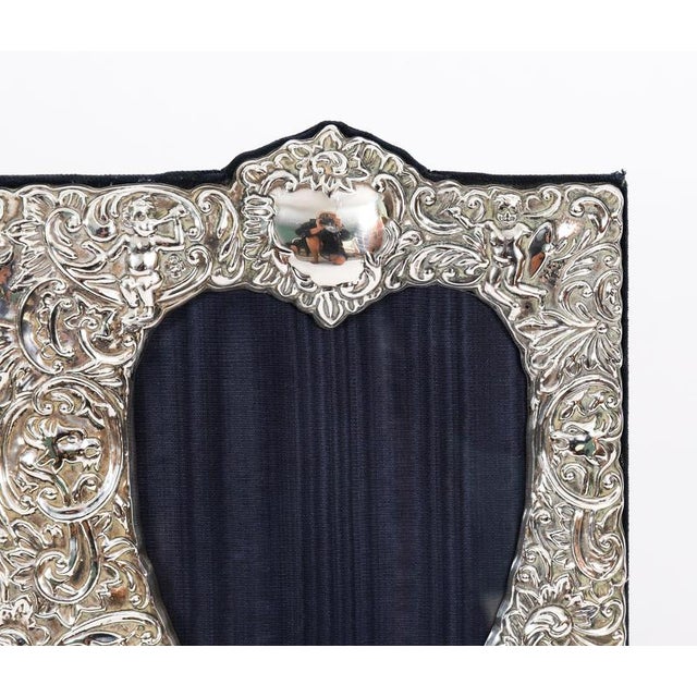 Metal Vintage Heart Shaped Double Sterling Silver Photo Frame, 1930s For Sale - Image 7 of 17