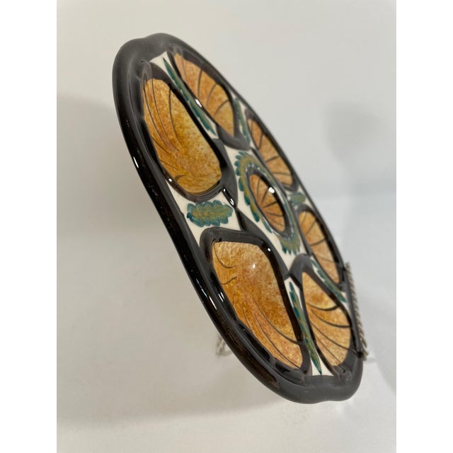 Vintage 1950s French Saint Jean De Bretagne Majolica Oyster Plate For Sale - Image 11 of 18