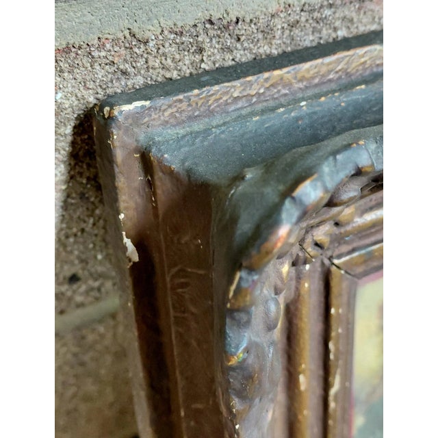 Victorian Ornate Walnut Frame and Print With Leather Banding For Sale - Image 10 of 11