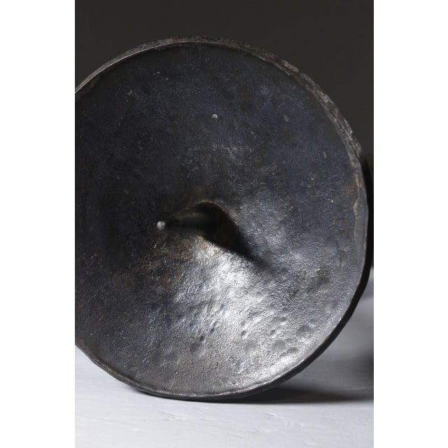 Mid-Century Modern French Brutalist Candleholders in Wrought Iron, Set of 2 For Sale - Image 9 of 15