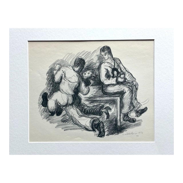 Vintage 1939 Print in 11x14 Mat, Ready to Frame: Waldo Pierce, "Sailors Dancing" For Sale