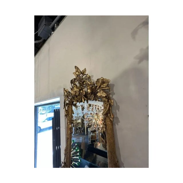 Gold 19th Century French Carved Giltwood Tree Form Narrow Mirror For Sale - Image 8 of 9