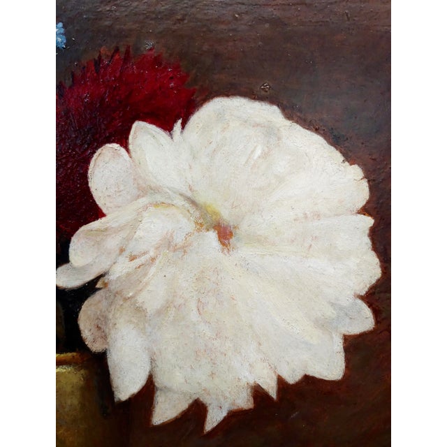 1920s George De Forest Brush -Still Life of Flowers in a Copper Vase-Oil Painting For Sale - Image 5 of 11